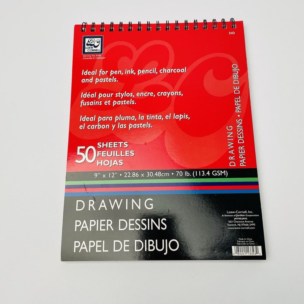 Loew-Cornell Top-Spiral Drawing Paper Pad – 50 Sheets (9" x 12" / 70 lb / #343)